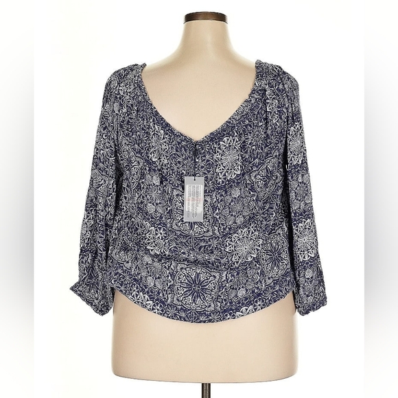 Tommy Hilfiger Blue Printed Rayon Top Size 2X - Picture 3 of 8